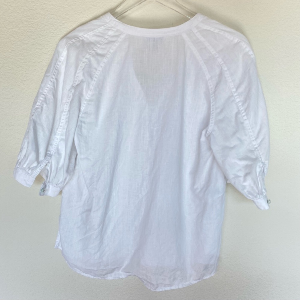 Tommy Bahama Linen Blouse in White | Sz S - Picture 3 of 10